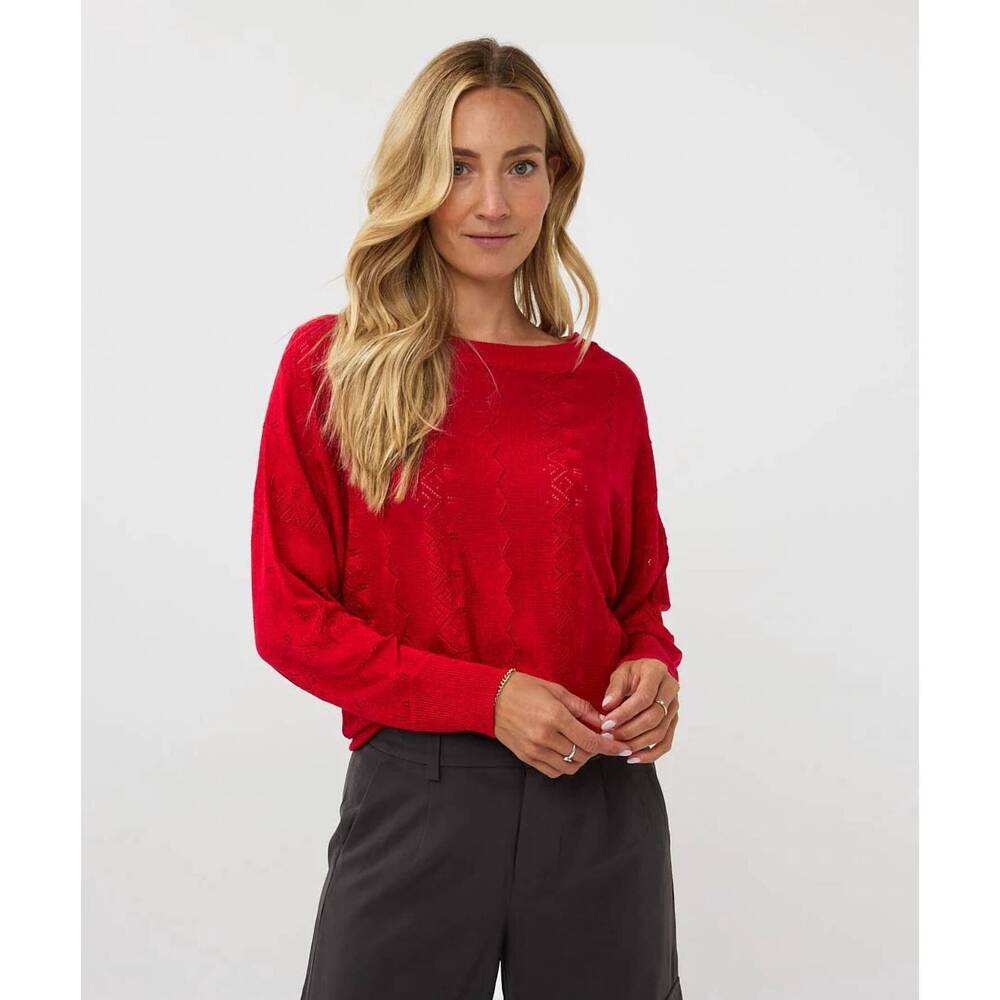 NEW ESQUALO revna batwing lurex sweater in red